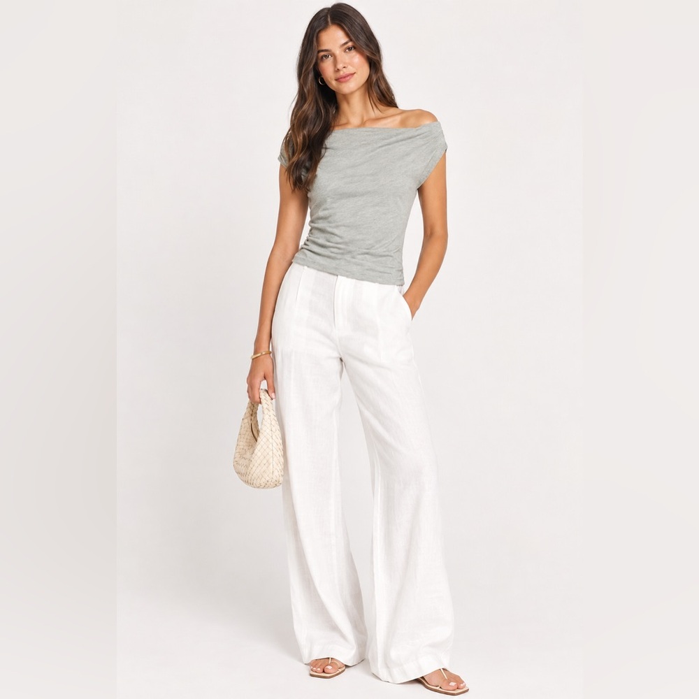 NWT Michael Stars Stormi Asymmetric Top in Heather Grey